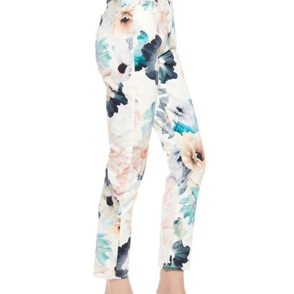 7 FOR FOR ALL MANKIND Floral Print The Ankle Skinny Jeans Size 26 - Picture 2 of 13